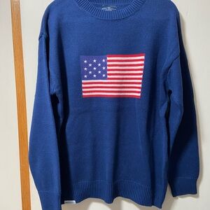 Simply Southern Blue Crewneck Sweater with Flag Design